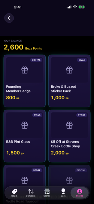 Rewards catalog
